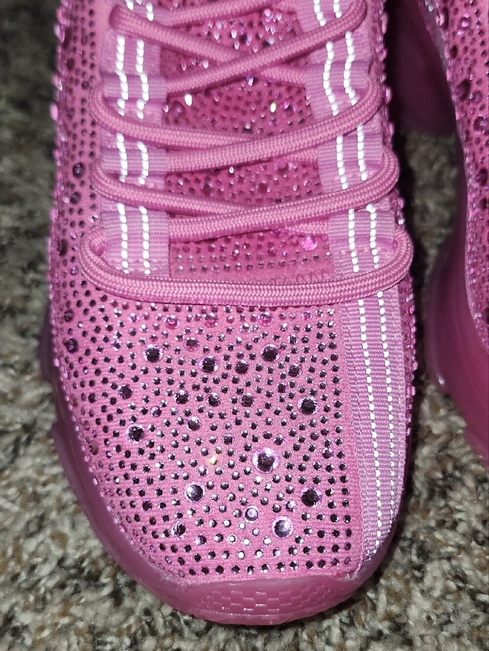 Steve Madden Maxima Hot Barbie Pink Rhinestone Fashion Sneakers Sparkle Athletic - Picture 11 of 12